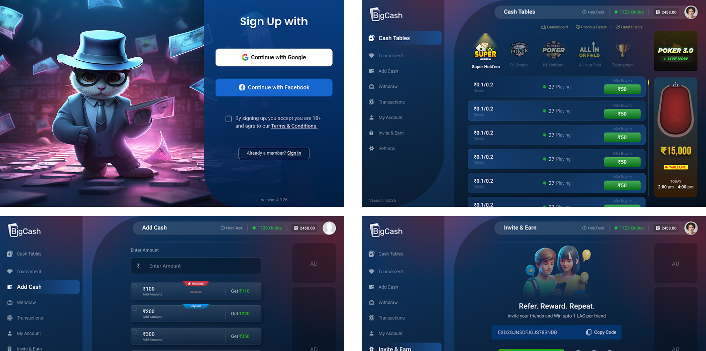 Web Poker UX Flow